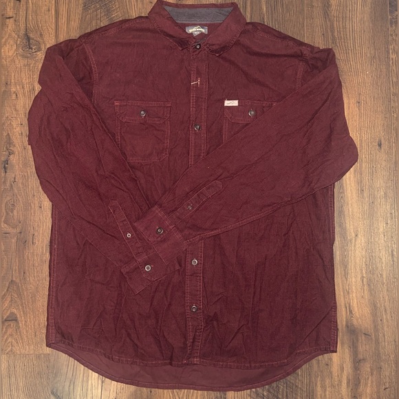 Men’s Eddie Bauer Cross Cut Cord Shirt Burgundy NWT XL - Picture 3 of 5